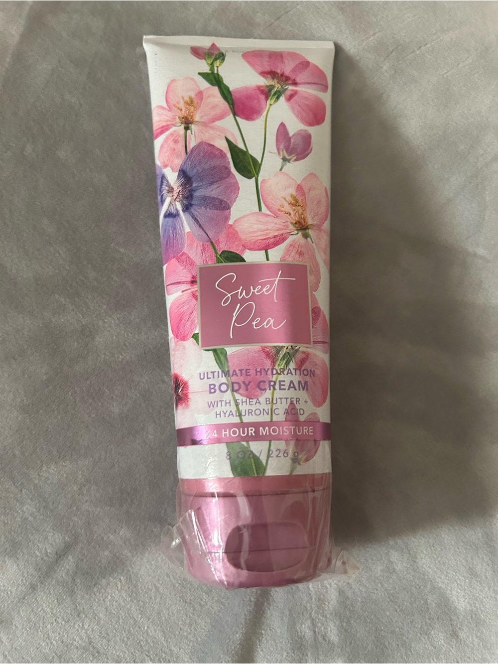 Sweet Pea Floral Body Cream in Pink and Green